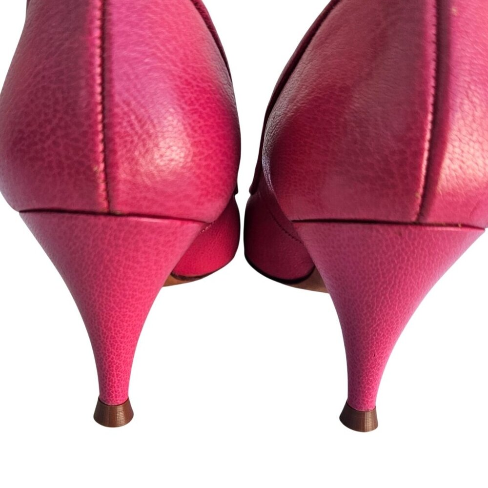 Vintage 50s Pink Leather Kitten Heel Pumps Sz 5B Rhodes Mr. Neal - Picture 5 of 16